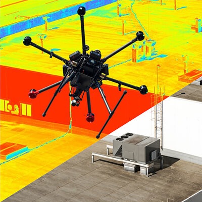 rooftop inspection thermal imaging drone operator video recording orange county