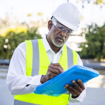 Site Manager Writing on Clipboard