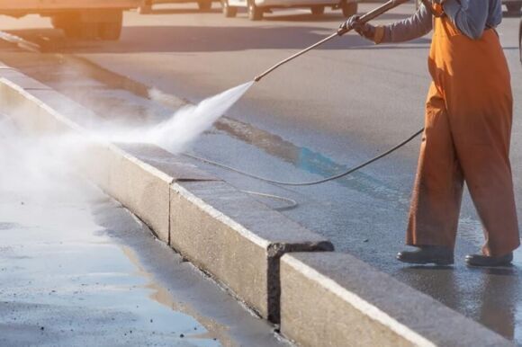 Close Up of Industrial Grade Street Sweeping Equipment Brushes