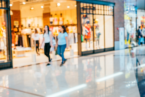 Shoppers Enjoying Bright, Pristine Mall